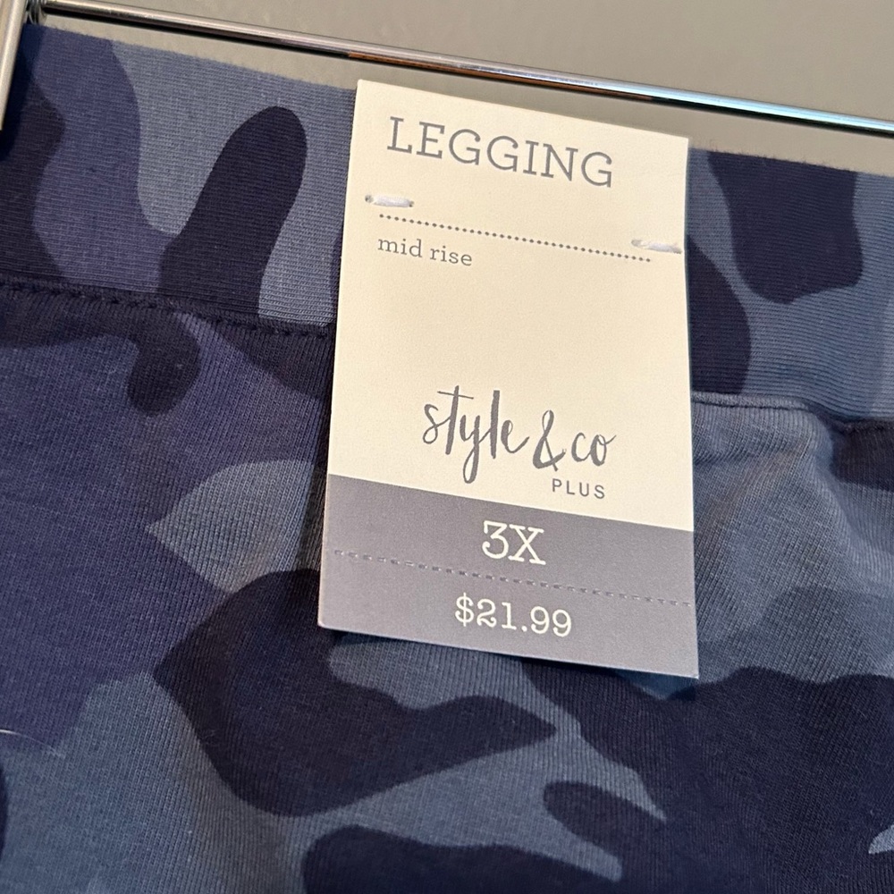NWT Style & Co Sz 3X Women’s Blue Camouflage Full Length Leggings! - Picture 6 of 11